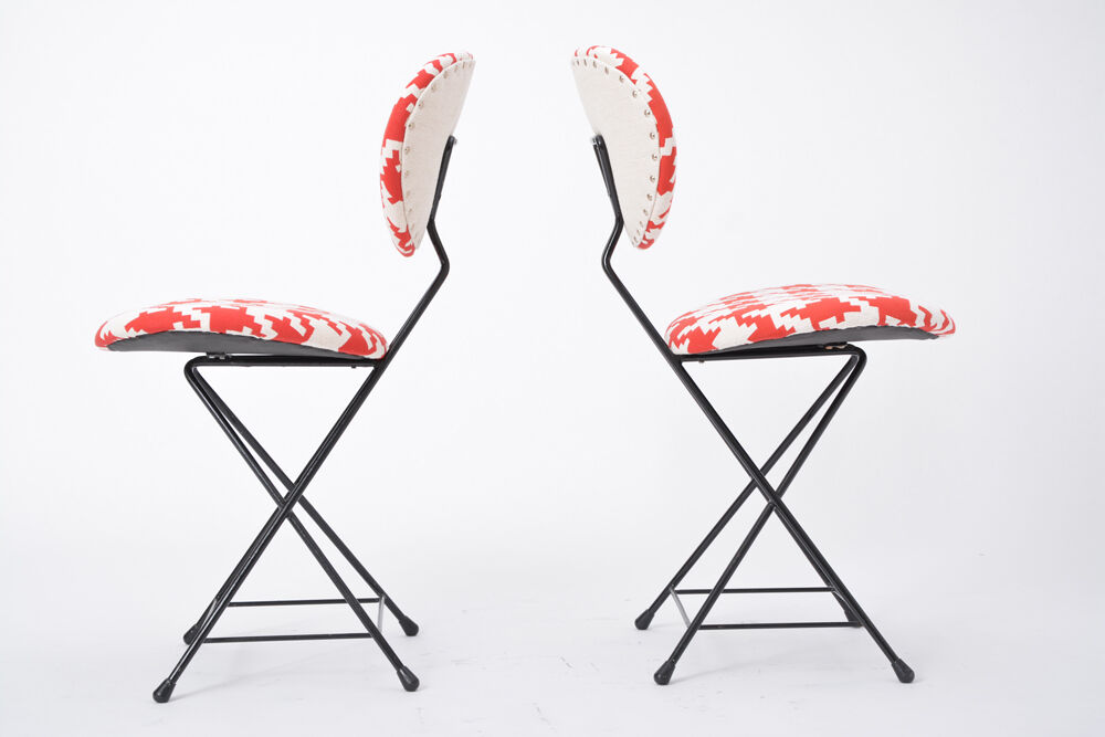 Paire de chaises F & T modernes hollandaises retapissées du milieu du siècle par Rob Parry
