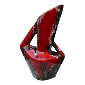 Large Vallauris pitcher in enamelled ceramic from the 60s