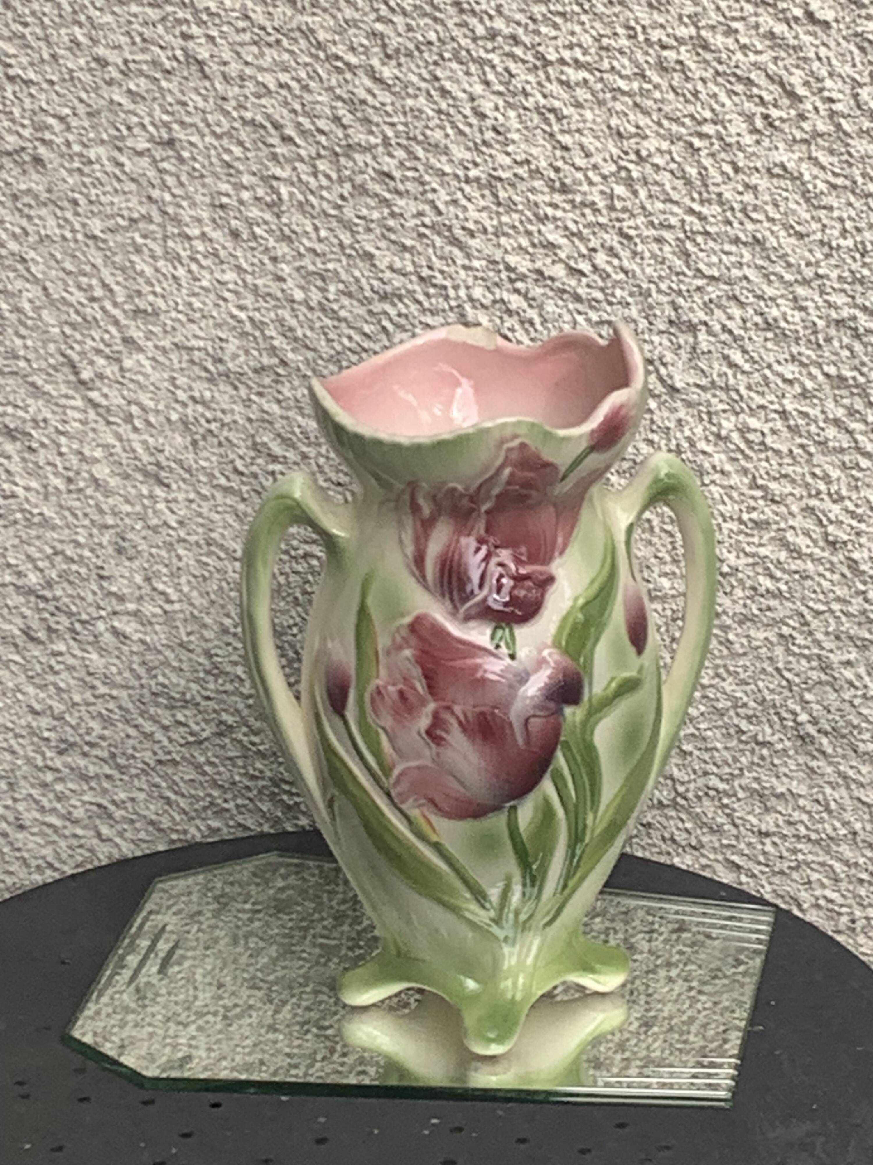 Large slip vase, glazed ceramic, Saint-Clément, France,