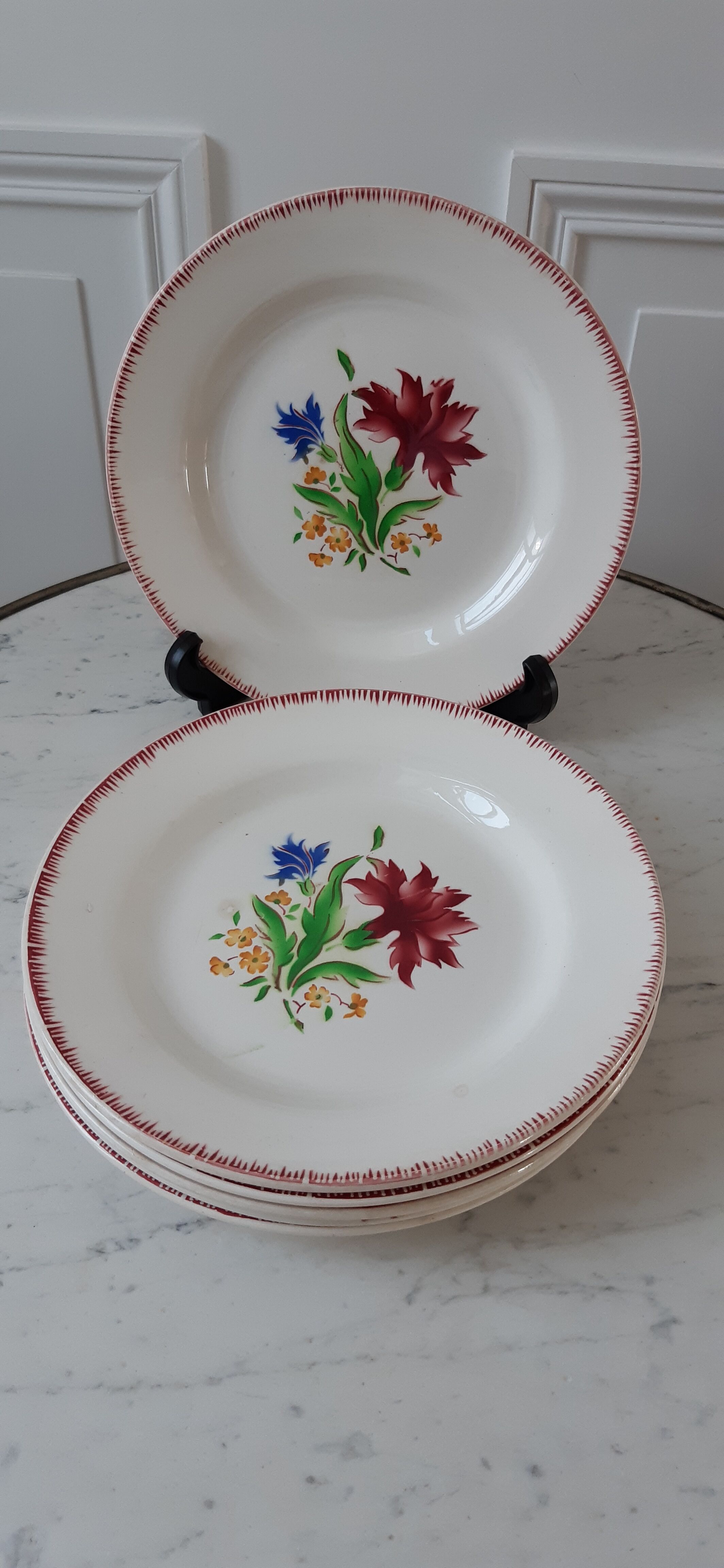 Set of 6 flat plates Digoin Sarreguemines years 30-40