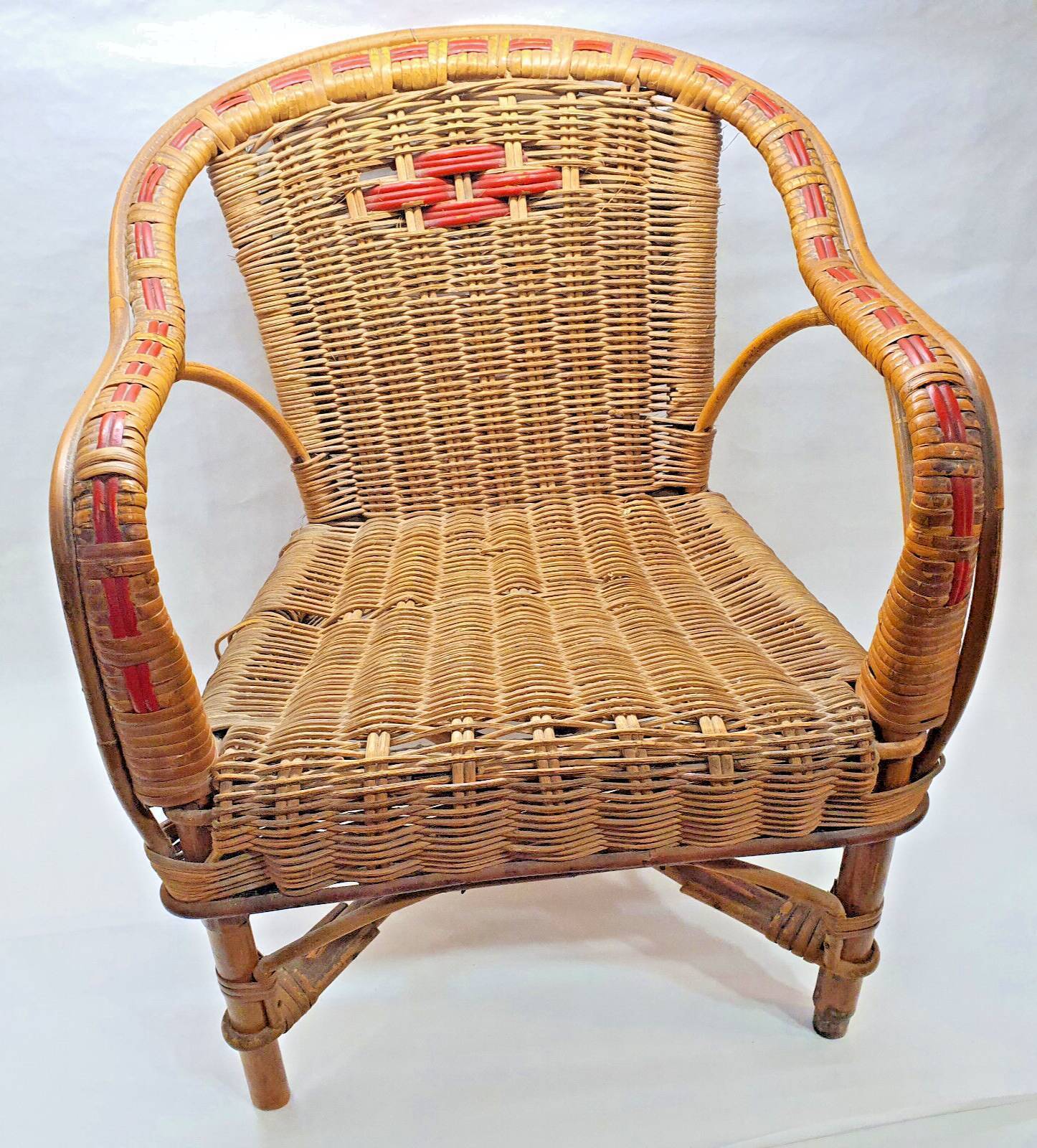 Old armchair child osier rattan 60s vintage decoration collection