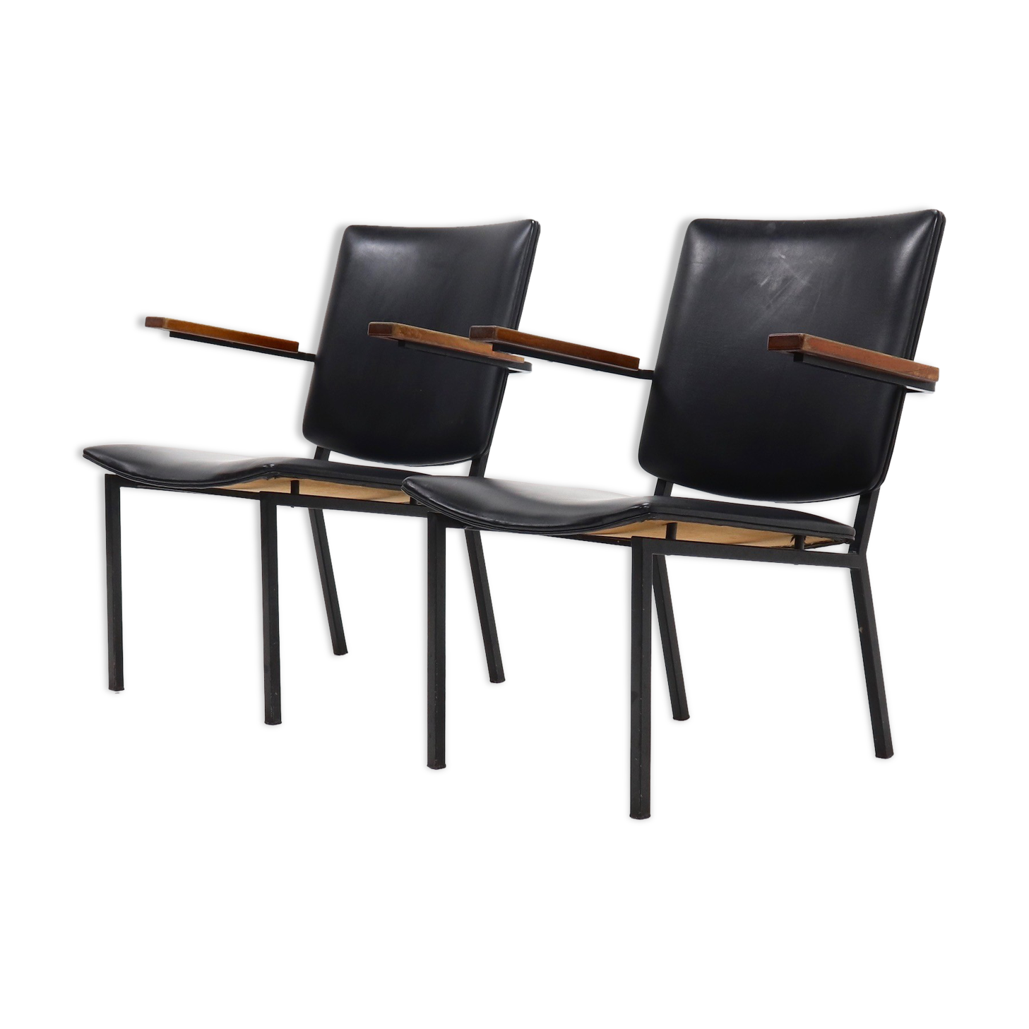 Set of 2 minimalist armchairs dutch design 1960s