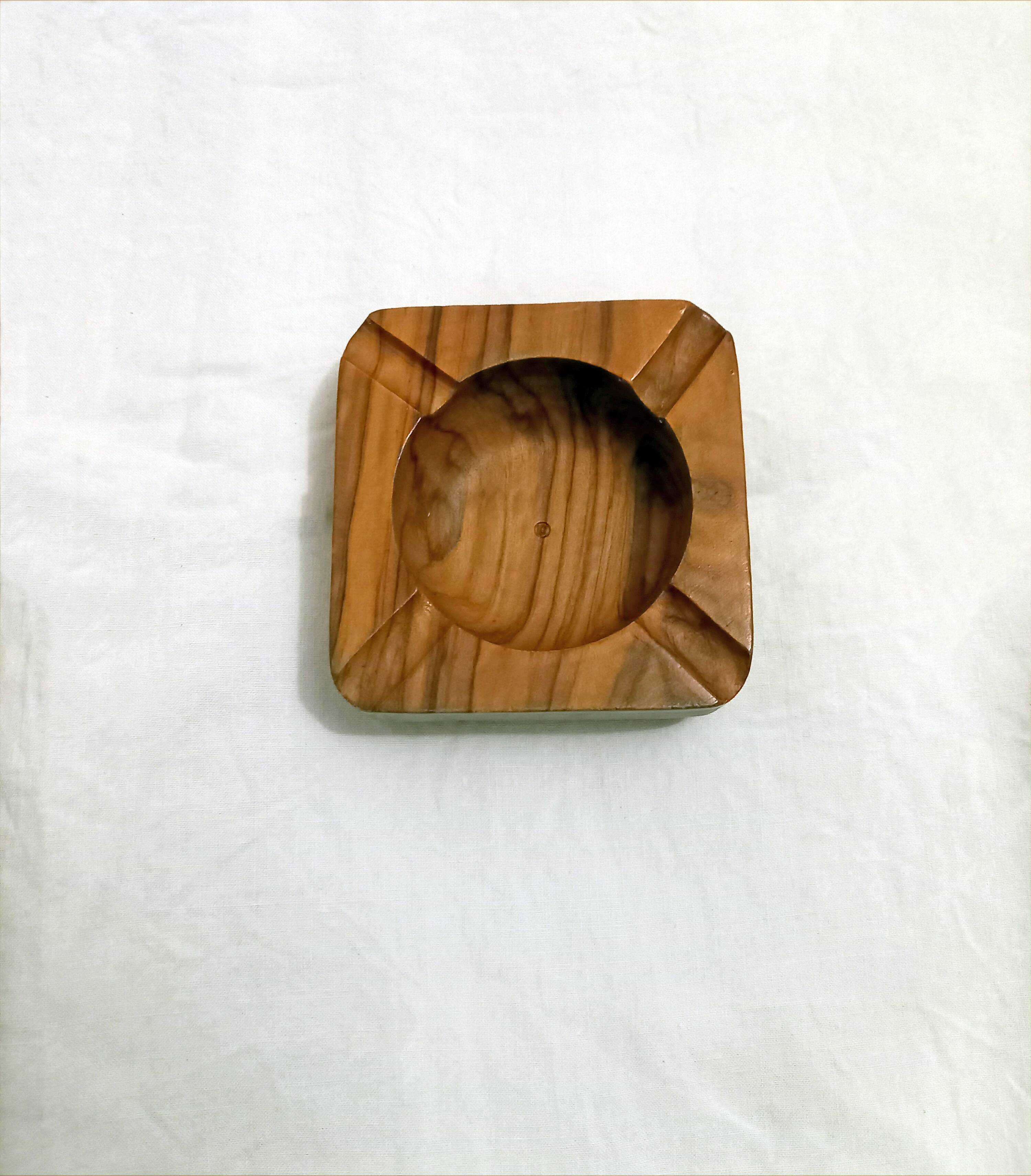 Old olive wood ashtray