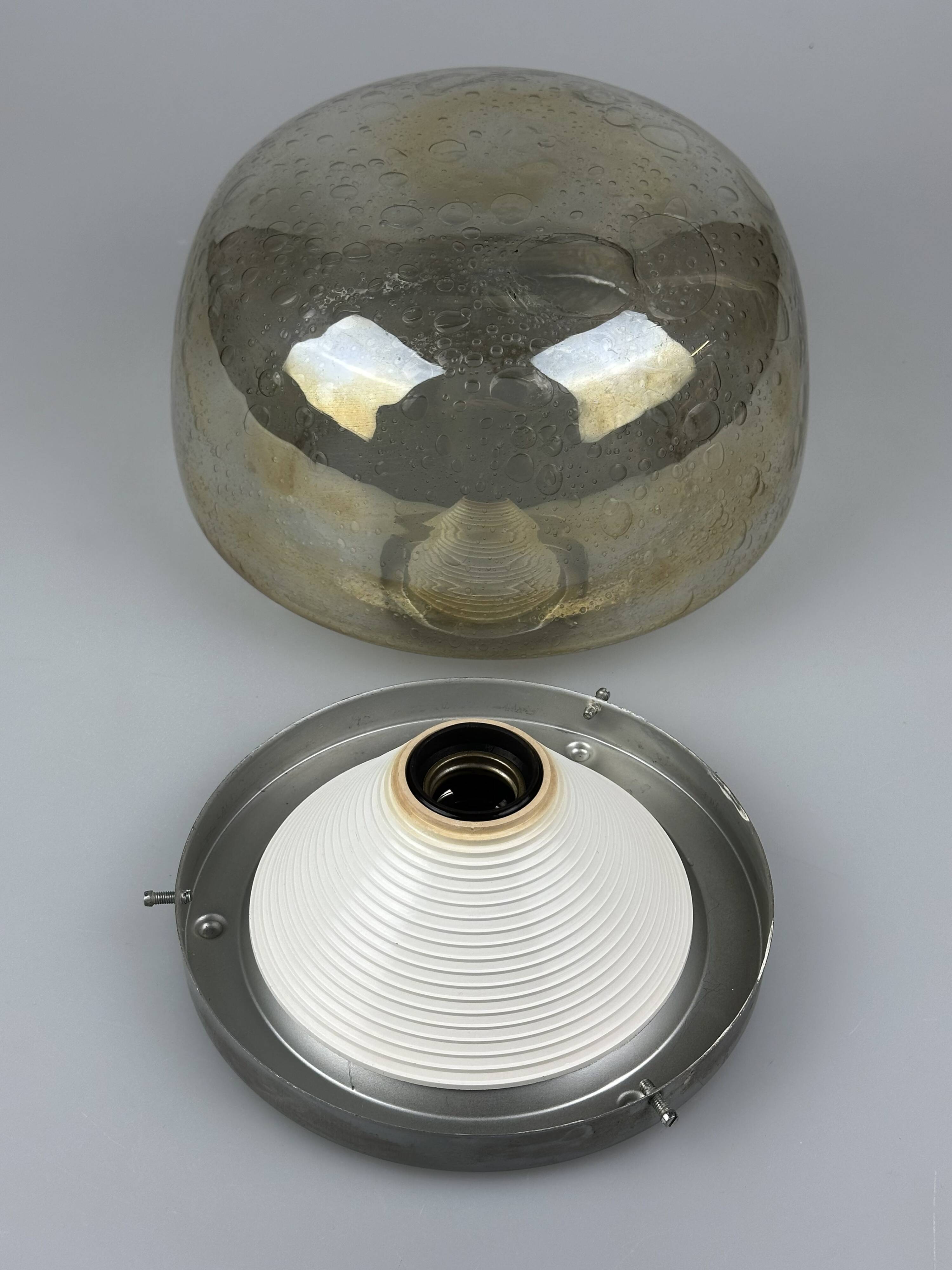 60s 70s ceiling lamp Plafoniere Flush Mount Böhmer Leuchten Germany Glass