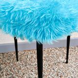 Tabouret moumoute bleue