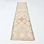 3x12 Turkish Cream & Brown Vintage Runner Rug, 79x366Cm