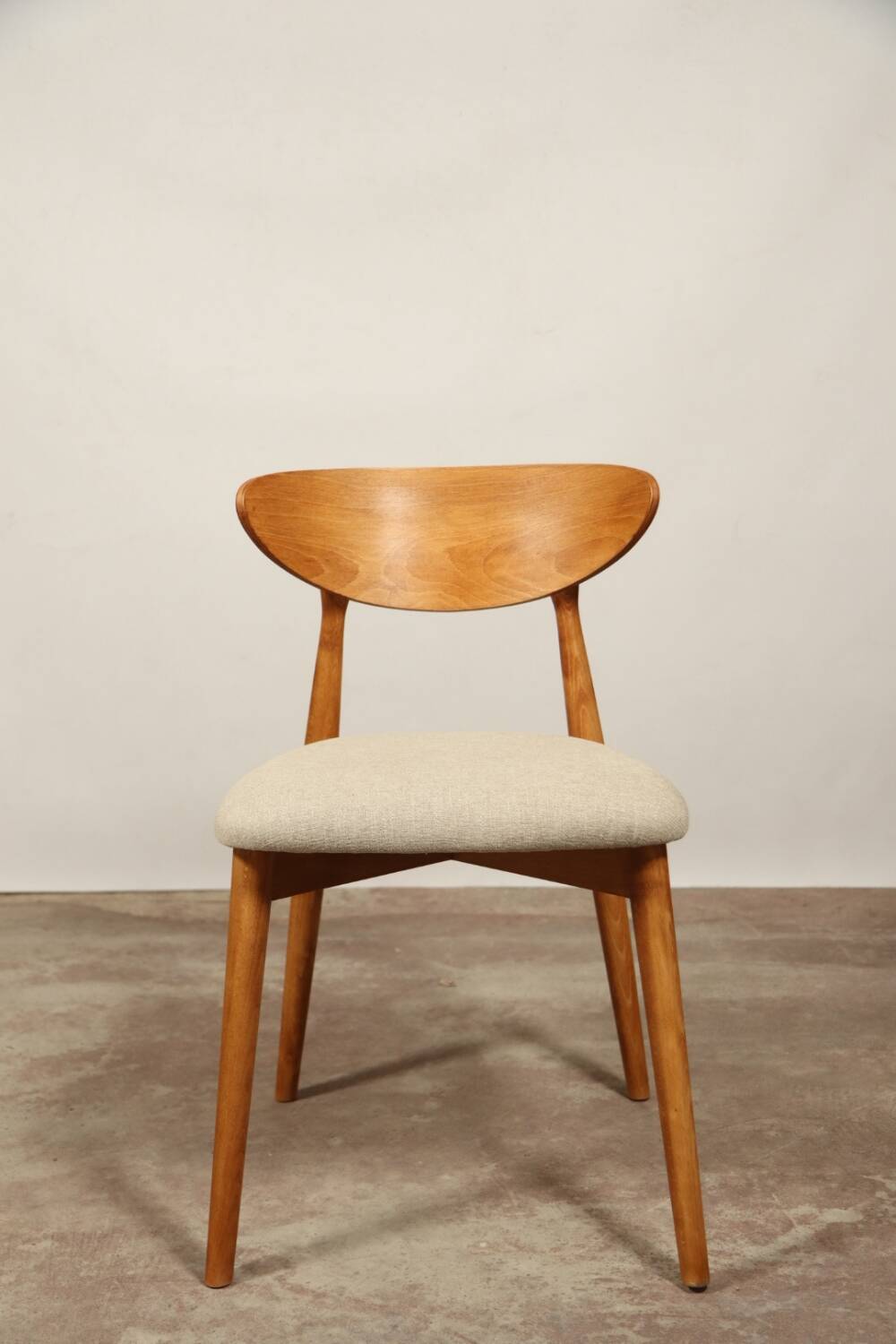 Modern chair Scandinavian design light wood natural Lin fabric mid century modern design
