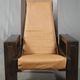 Brutalist Design Armchair Wood and Leather Vintage 1970s