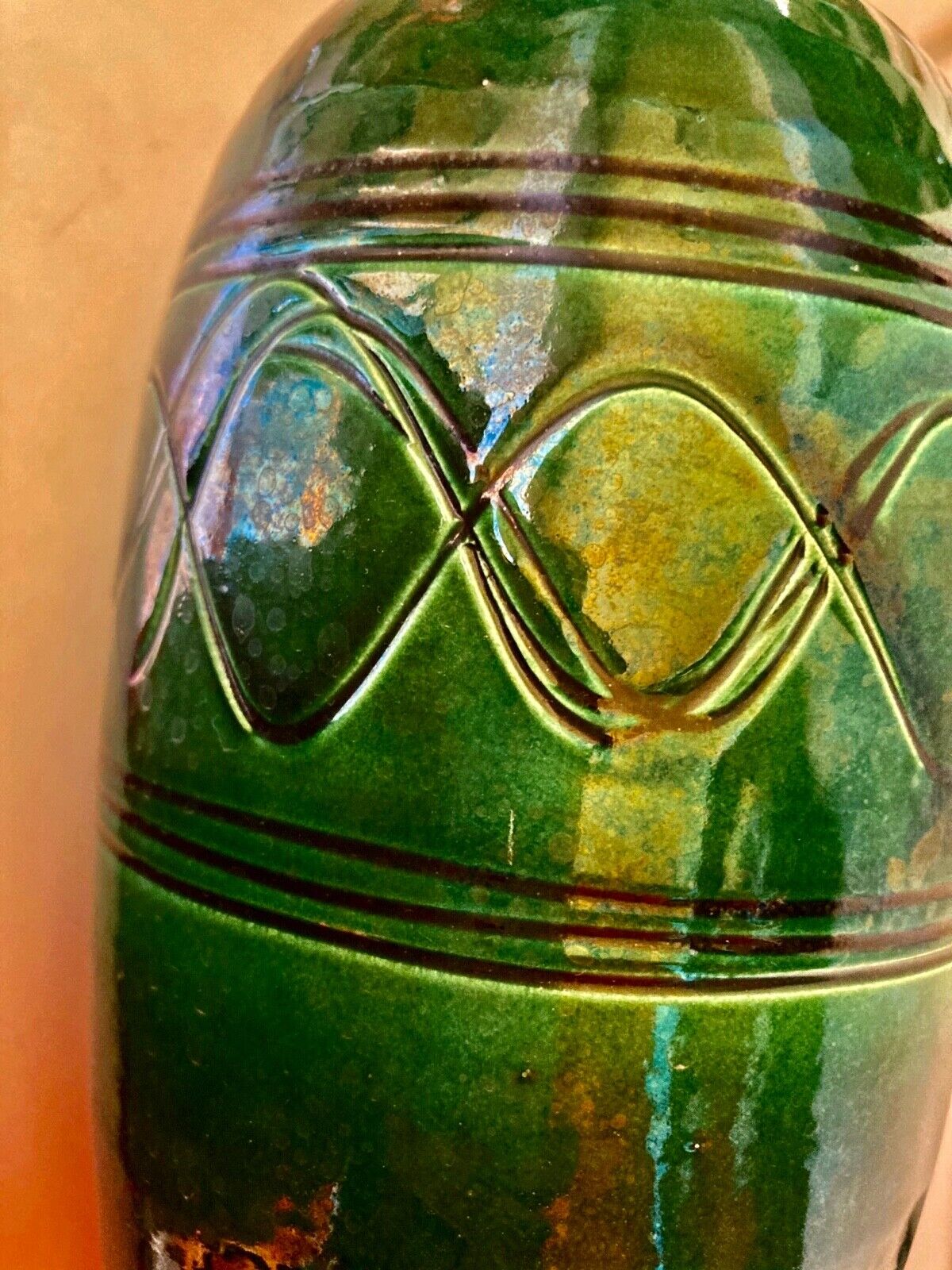 Enamelled ceramic vase, art deco