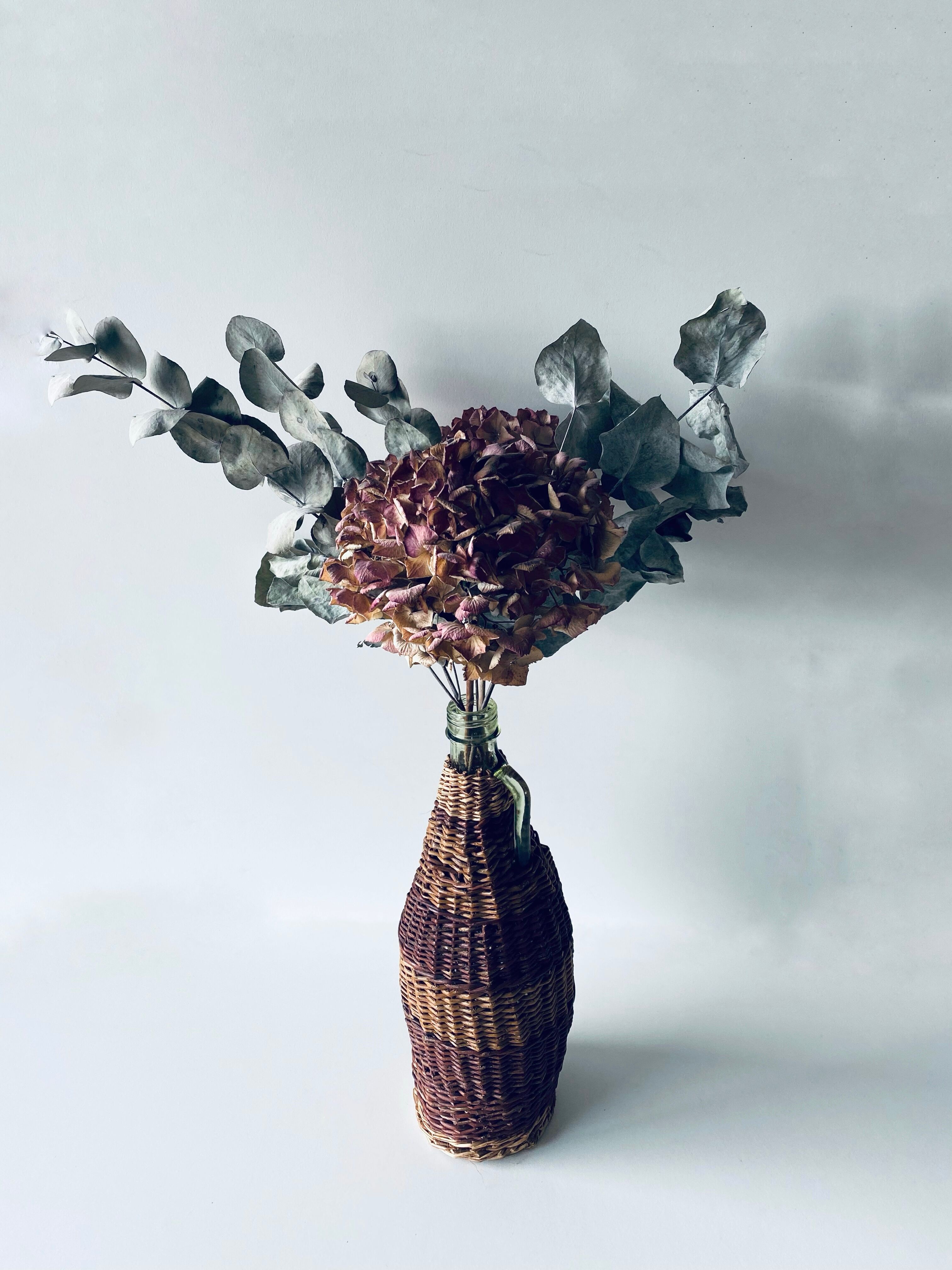 Vintage bottle with wicker