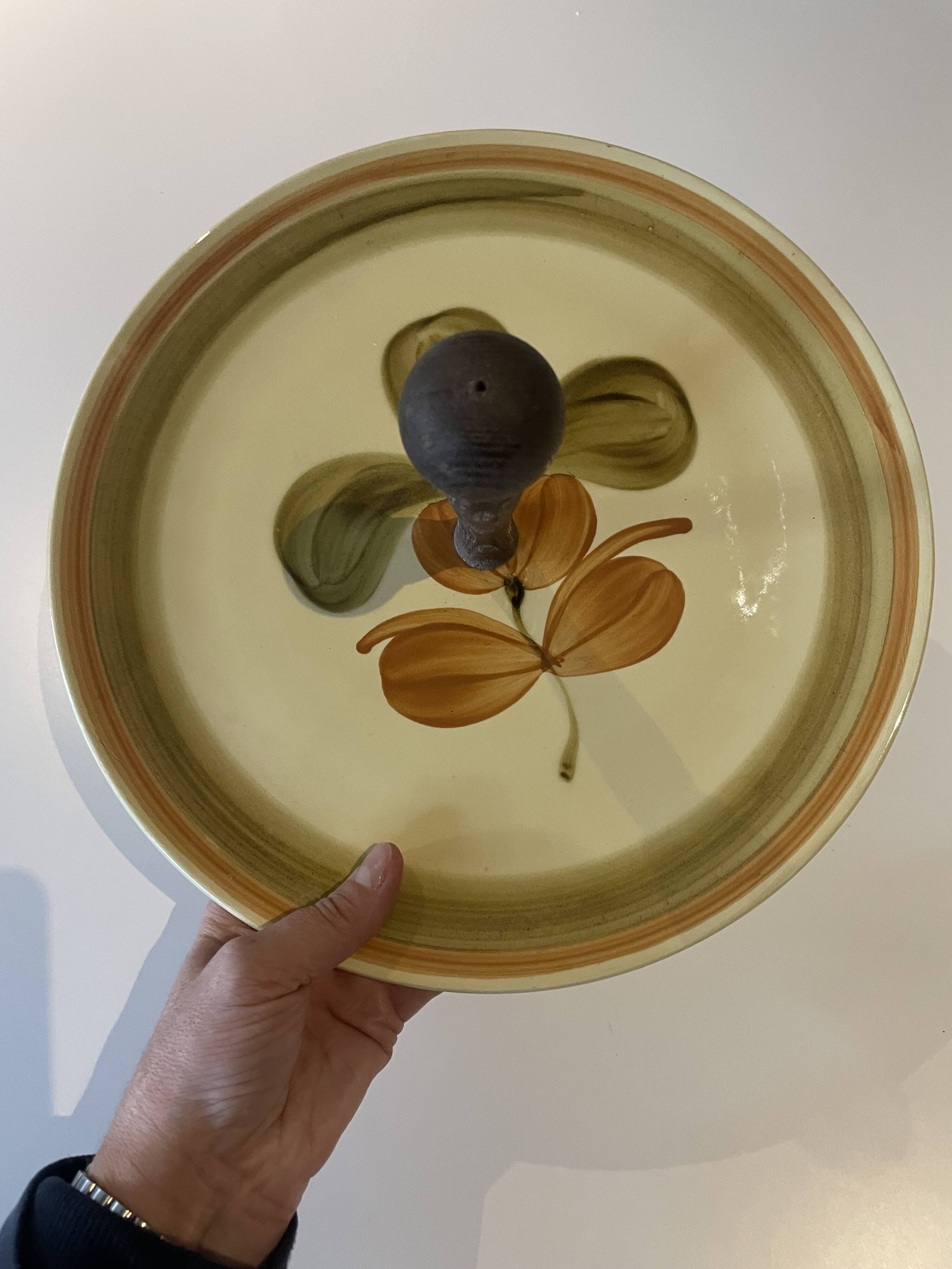 Gien France Cheese Board Orange Green Flower