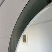 Decorative round wall mirror in smoked glass, Space Age Italian collectible