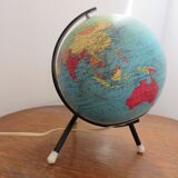 Earth Globe Taride tripod enlightened from the 60s