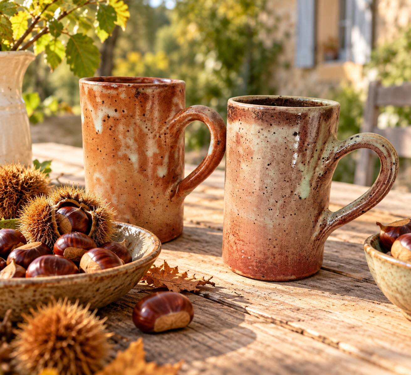 Duo grands mugs grès