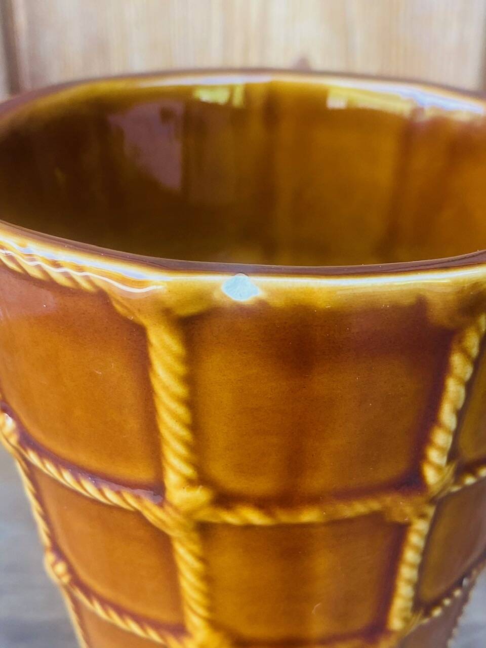 Enamelled barbotine vase St Clement