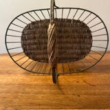 Small wicker and green metal basket