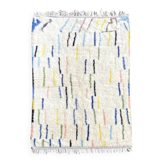 Handmade white abstract wool rug, 180x280 cm