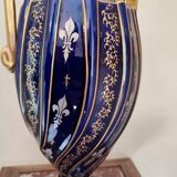 Two-handled baluster vase in late 19th century earthenware from the Gustave Asch factory (1856-1911)