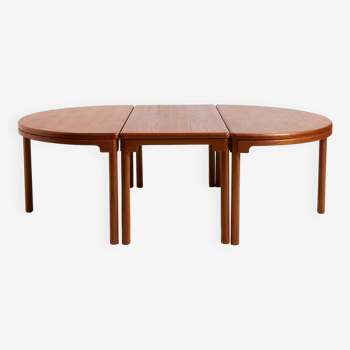 Table à manger en teck restaurée, lot de 3 (mk9978)