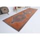 Vintage Turkish Oushak handmade cotton red wool runner 110x370