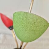 Pendant light, in brass and tricolor opaline glass