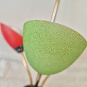 Pendant light, in brass and tricolor opaline glass