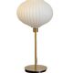 Lampe de table à poser avec un globe strié blanc, style origami et un pied doré