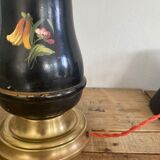 19th century ceramic lamp base, 2 m fabric cable