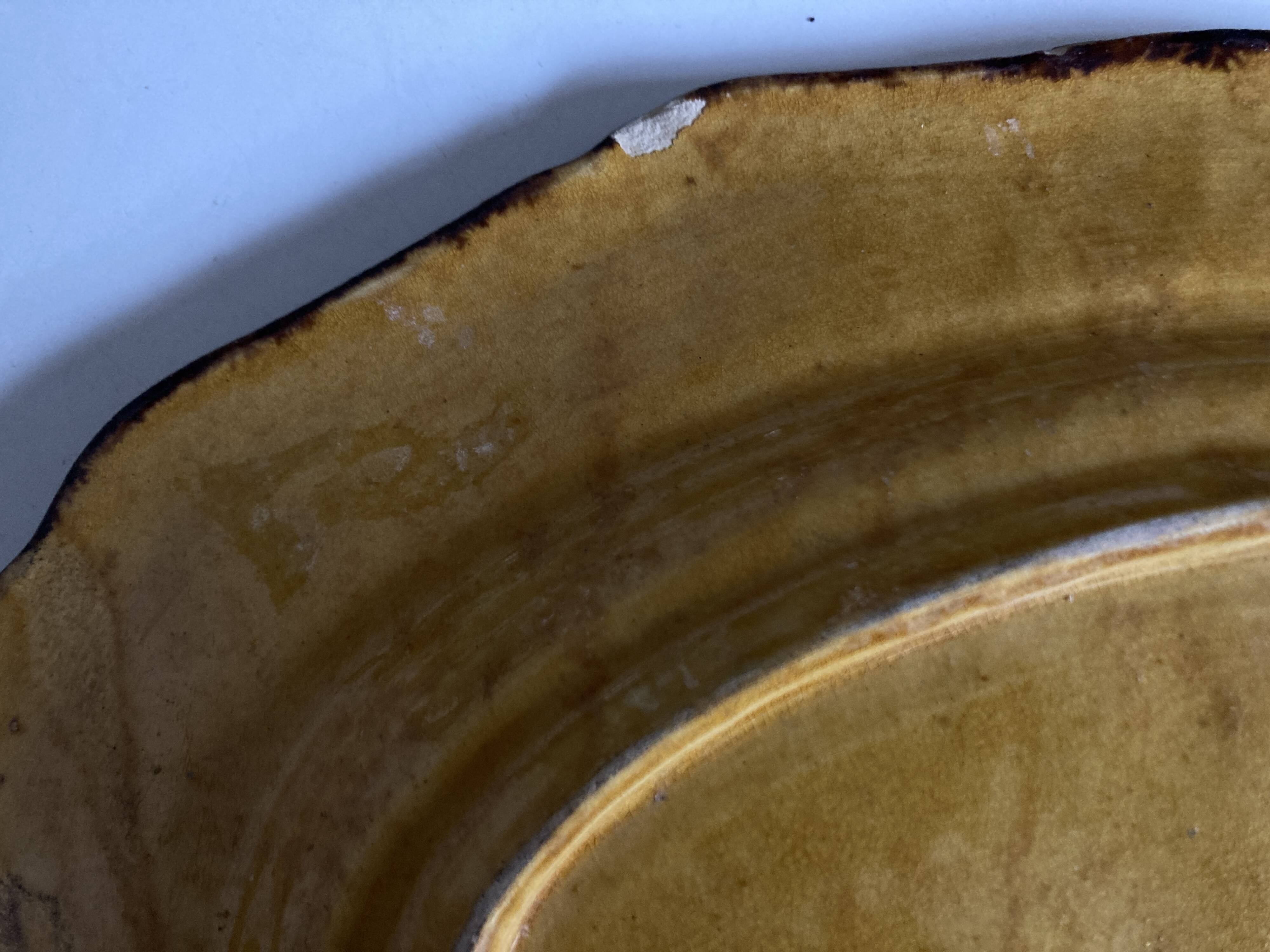 Glazed earthenware country dish with fluting, Provence 1950.