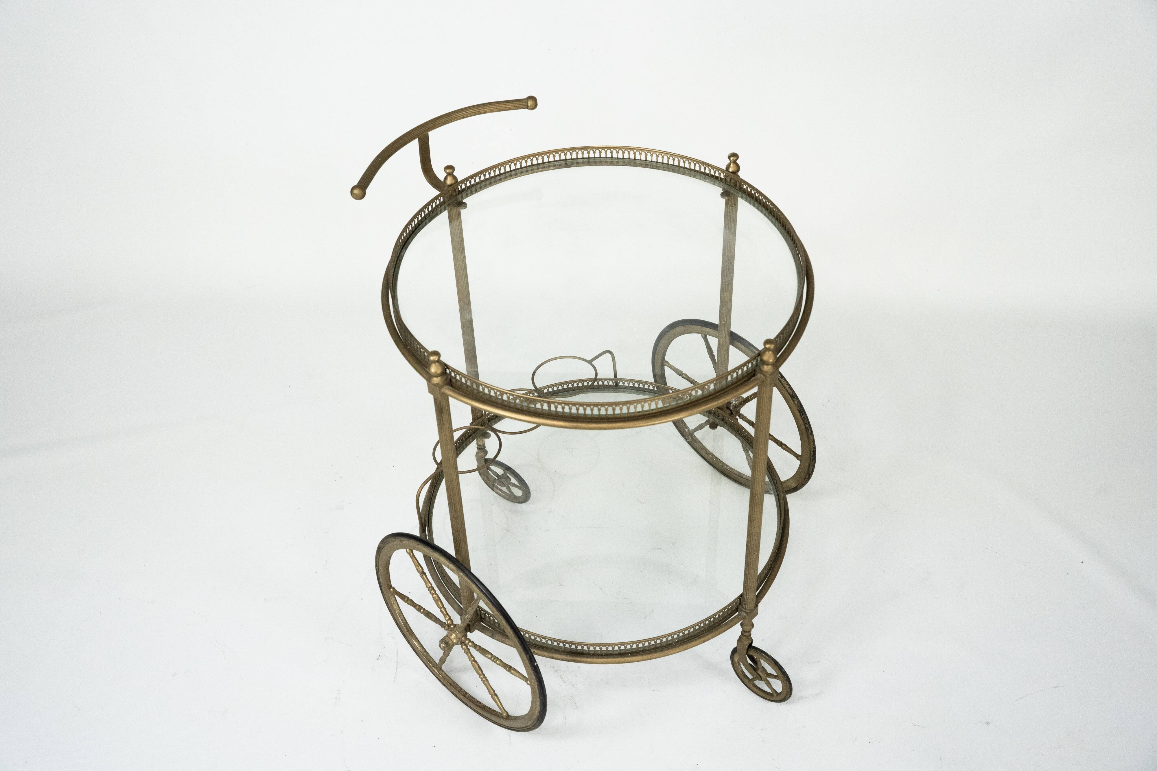 Vintage Brass Bar Cart by Cesare Lacca, Italy, 1950s.
