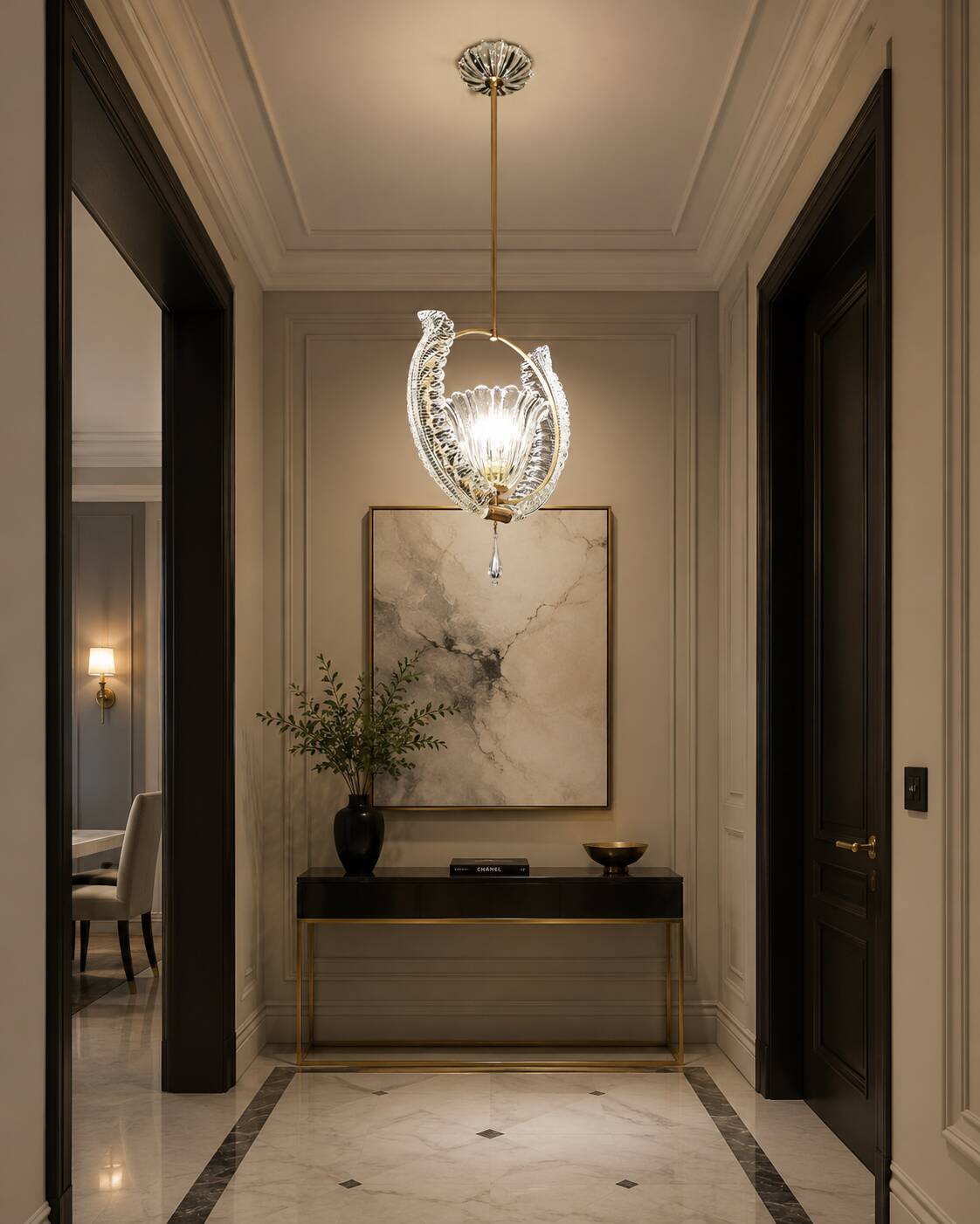 Amazing Murano Glass Art Deco Pendant Chandelier by Ercole Barovier, 1940s