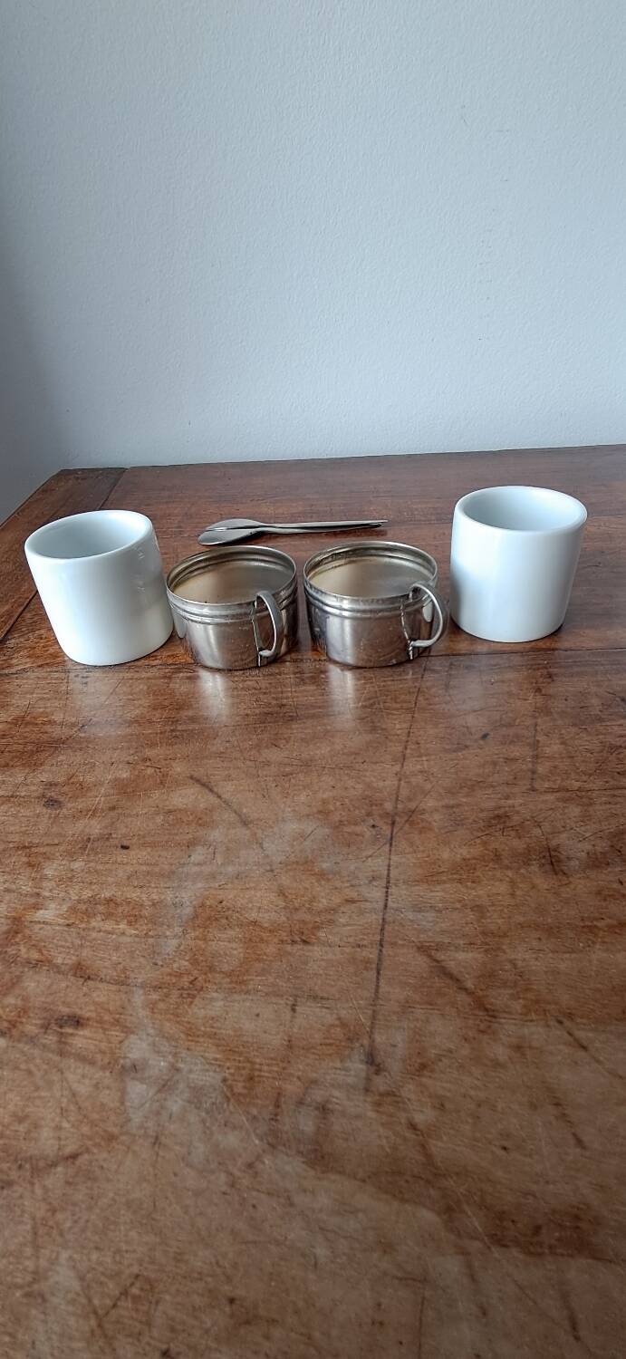 Vintage espresso cups. Porcelain and removable metal stand.