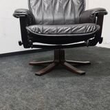 Vintage leather reclining swivel chair