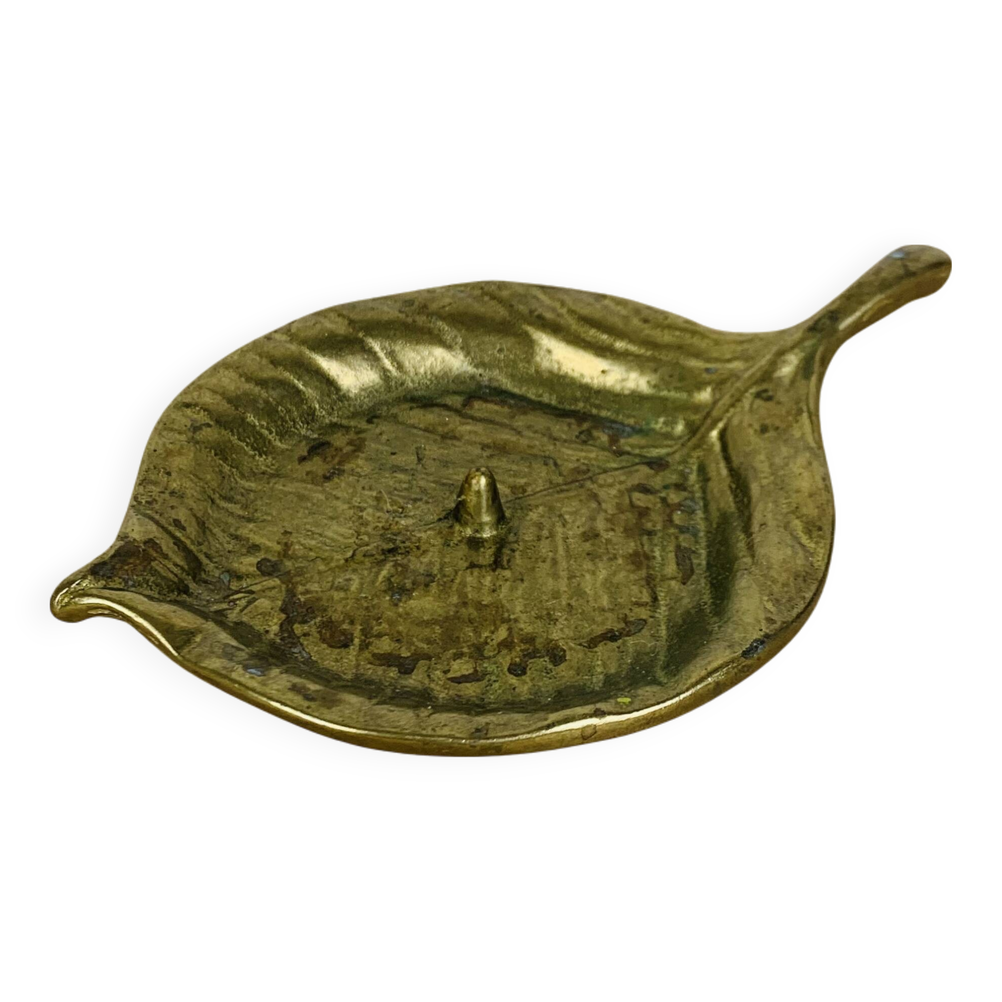 Vintage leaf gold brass candle holder