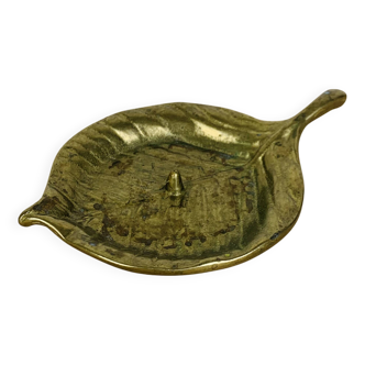 Bougeoir laiton doré feuille vintage