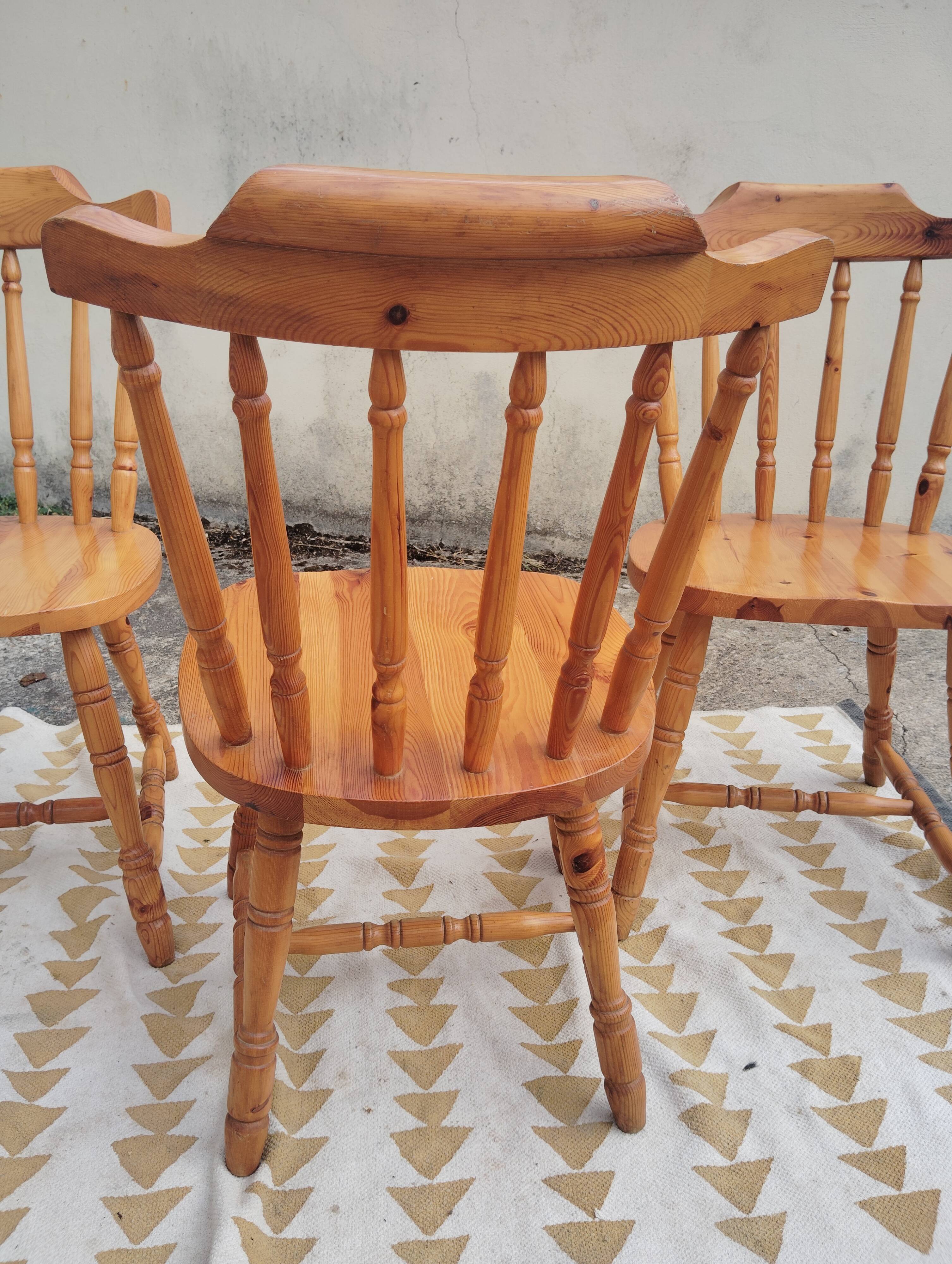 Set 3 chaises bistrot western esprit " Windsor"