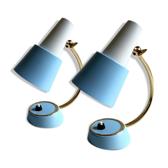 Pair of vintage table or bedside lamps, brass, 50s 60s