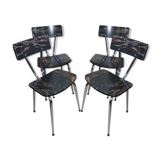 Set of 4 chairs formica marbled