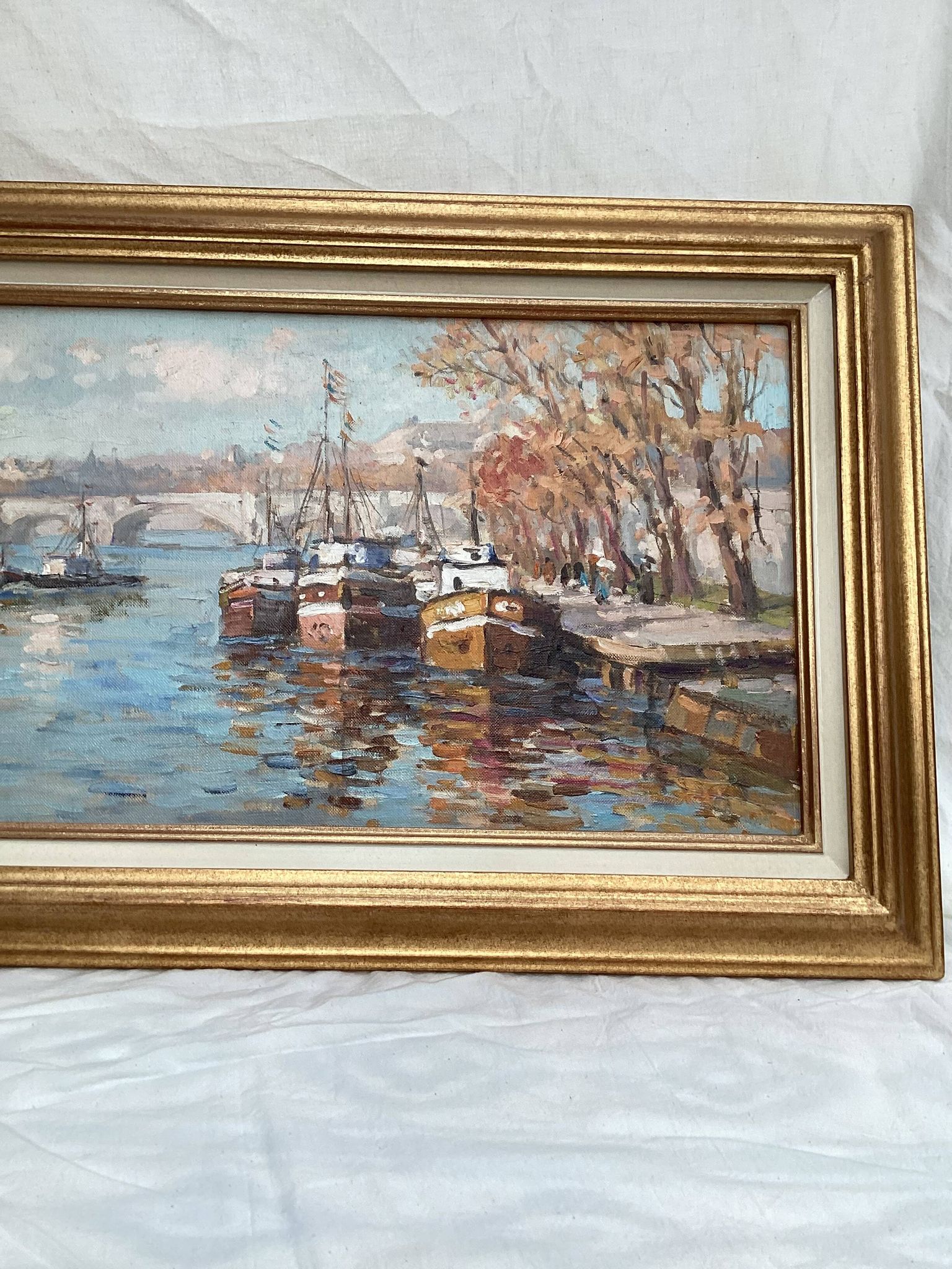 Oil painting on canvas signed “Autumn in Paris” dimensions: height-65cm- width-42cm-