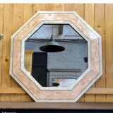 Miroir octogonal travertin années 70