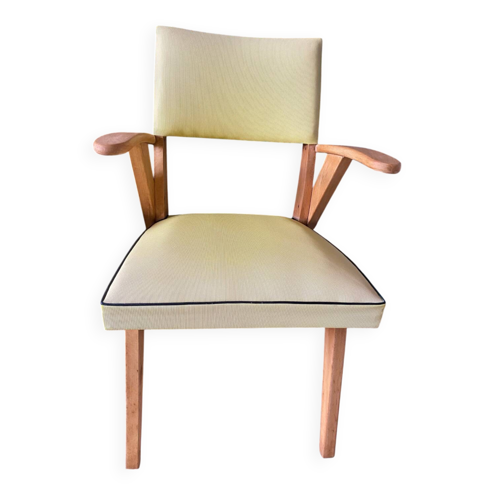 50s Yellow Skai Bridge Chair with Compass Legs