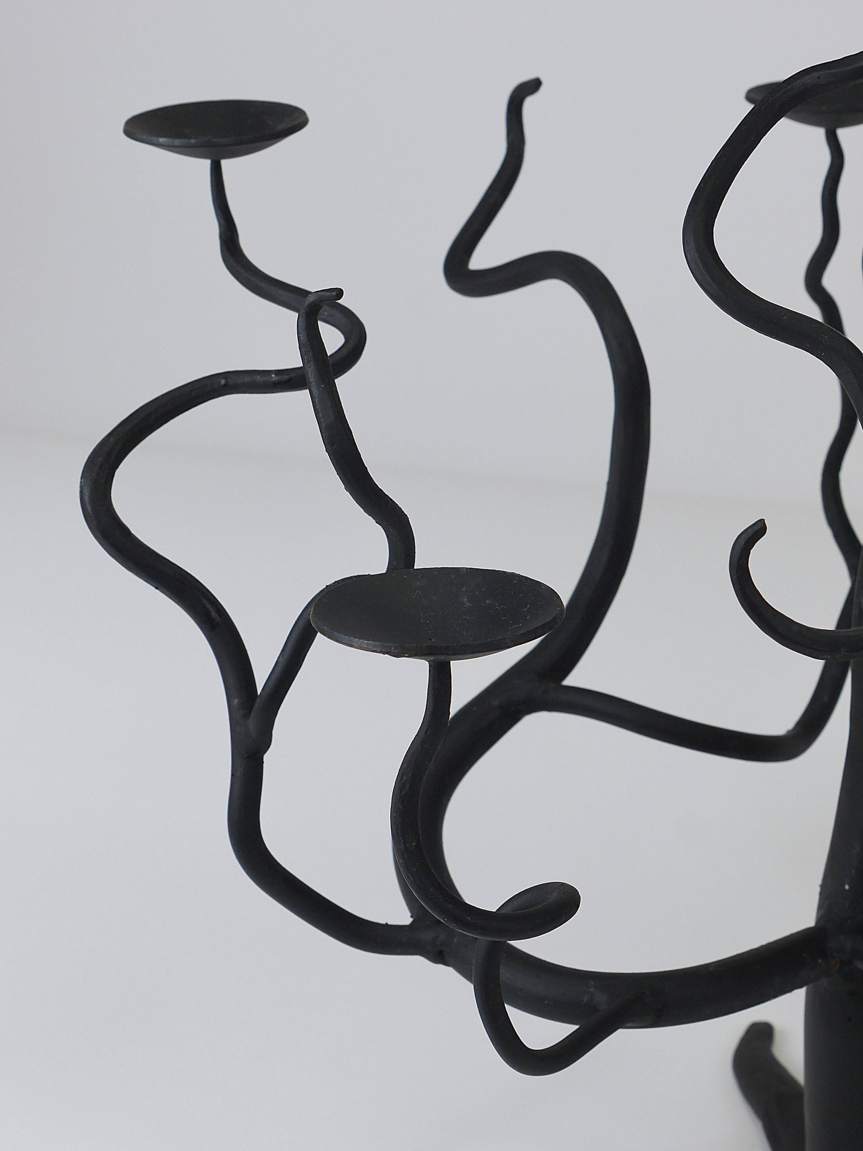 Brutalist Sculptural Chandelier Tree of Life Hand-Forged, 1970s