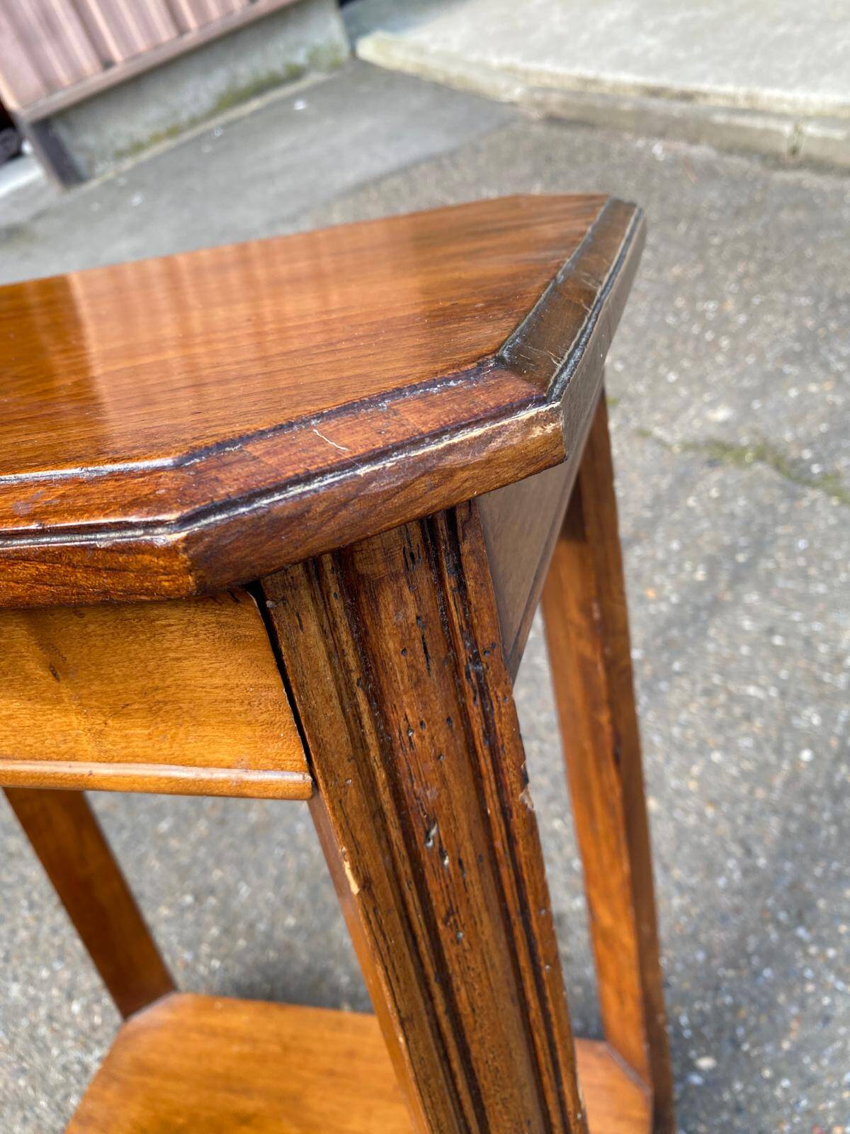 Étagère art déco 1960 en bois massif avec tiroir
