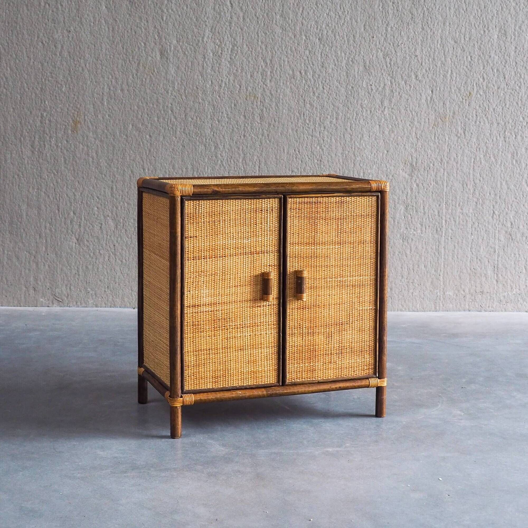 Vintage rattan & woven cane cabinet