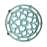 Water green enamelled trivet.