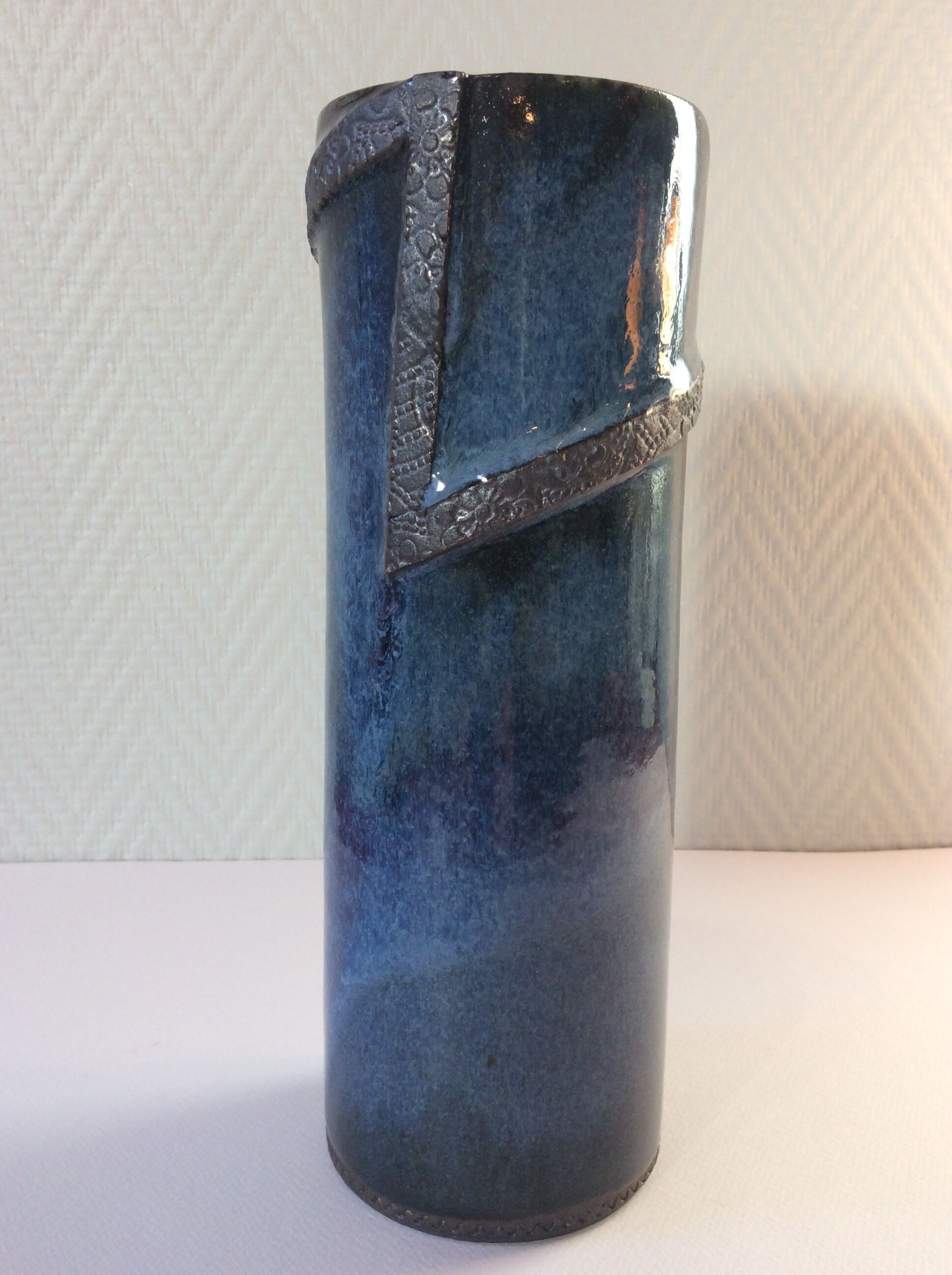 Japanese blue roll vase