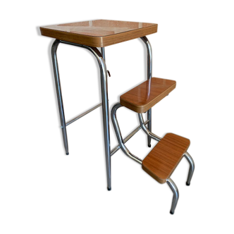 Tabouret marche pied en formica vintage