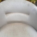 Old toad armchair in beige velvet