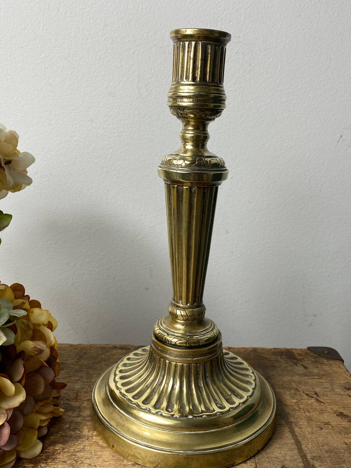 Antique brass candle holder