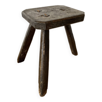 Tabouret de ferme tripode brutaliste